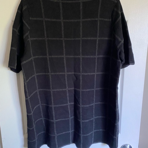 Eileen Fisher Charcoal and Light Gray Plaid Top - Picture 2 of 9